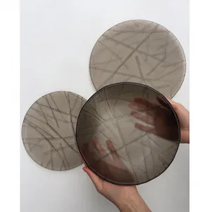 Тарелка мелкая D24См, без борта, стекло, серия Wood, цвет коричневый Wd-P-M-Br – купить по цене завода