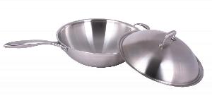 Сковорода Wok Indokor н/ж сталь 36СМ с крышкой ручка Wind36Bl