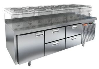 Стол охлаждаемый Hicold GN 122/TN LT под тепл.оборуд.(-2+10), 1 дверь 4 ящ, 1835х700х675 – купить по цене завода