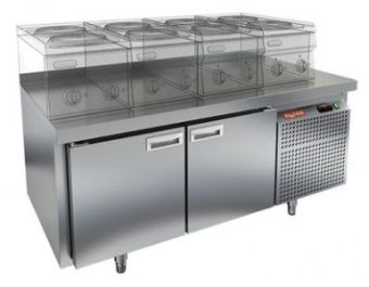 Стол охлаждаемый Hicold GN 11/BT LT под тепл.оборуд.(-10-18), 2 двери, 1390х700х675 – купить по цене завода