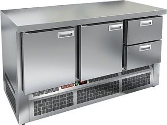 Стол охлаждаемый Hicold GNE 112/TN О арт.281754 (островной) 375л, 2 двери, 2 ящ,1485х700х850, ниж.агрегат – купить по цене завода