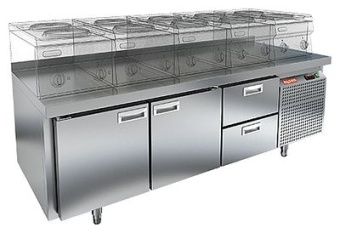 Стол охлаждаемый Hicold GN 112/TN LT под тепл.оборуд.(-2+10), 2 двери 2 ящ, 1835х700х675 – купить по цене завода